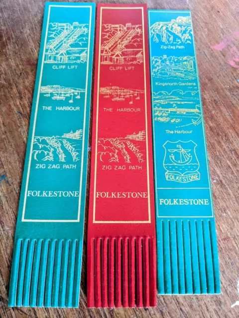 Folkestone 🛳️🚢🛳️ Kent Vintage Leather Bookmark Bundle EXCELLENT FRONTS!! C42
