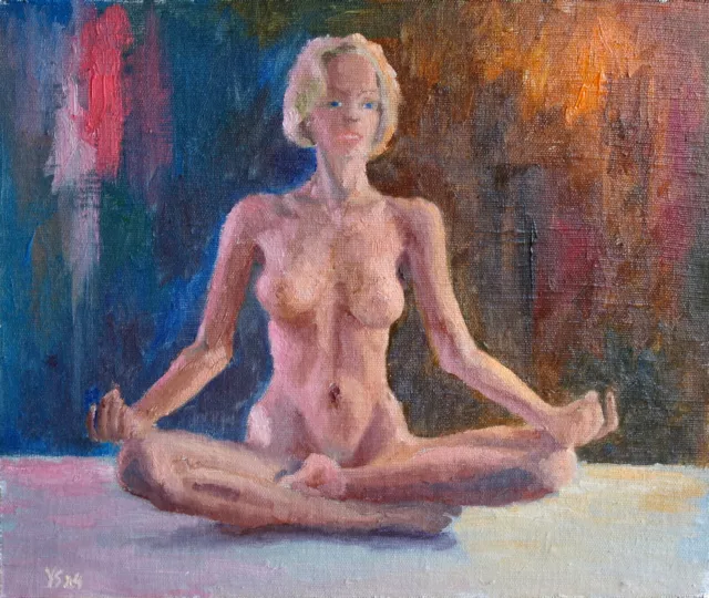 Figura nuda femminile pittura a olio originale signora nuda con fascino...