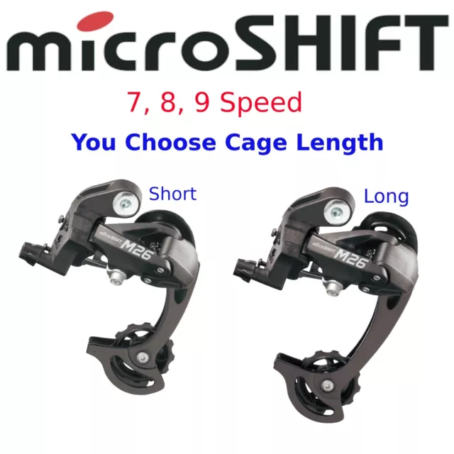 microSHIFT M26 7-9 Speed Rear Derailleur Bike Cage Short or Long fits Shimano