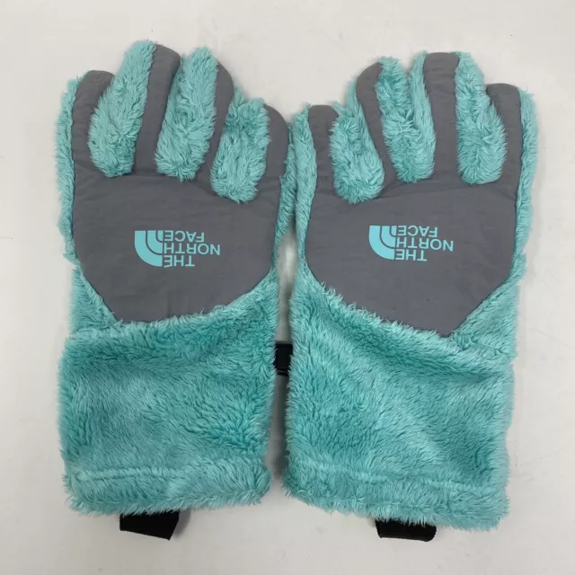 The North Face Girls Medium Blue Fuzzy Ski Snow Gloves