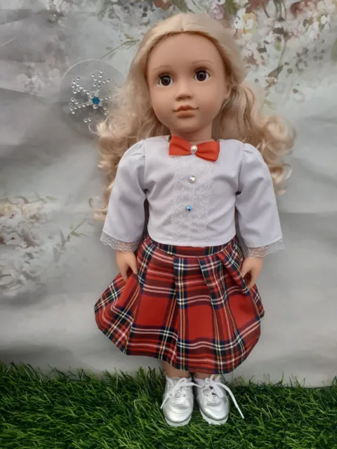 18" Doll Clothes Fits American Girl/Our Generation Dolls - School Dress