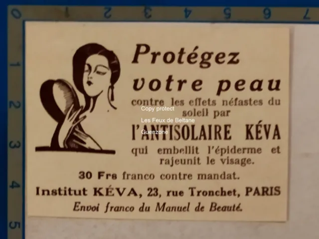 ANTISOLAIRE KEVA creme solaire  publicité advert 1939