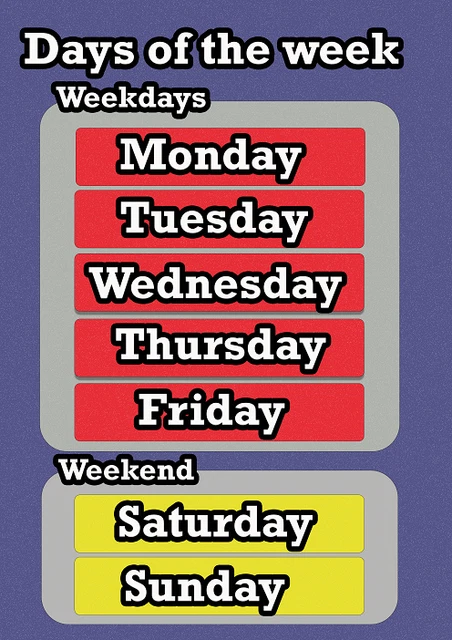 DAYS OF WEEK Educational Pre-School Wall Poster Chart for Kids Learning ...