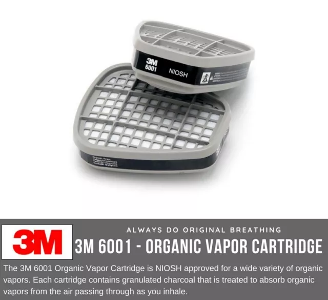 3M Safety 6001 Low-Maintenance Organic Vapor Cartridge, For 6000 and 7000 Series