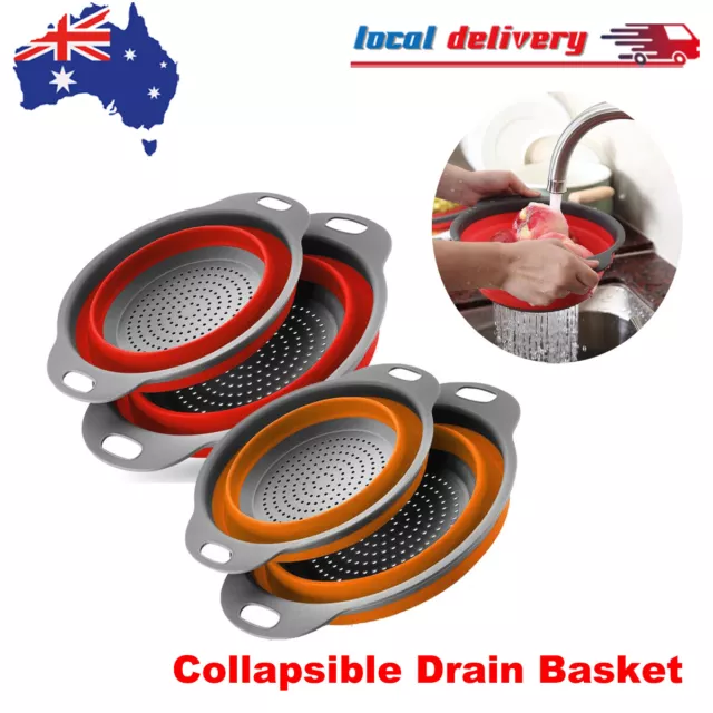 Collapsible Drain Basket Vegetable Fruit Storage Colander Foldable Sink Strainer