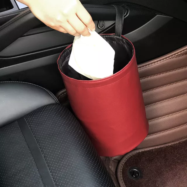 Foldable Holder Hanging Multifunctional Easy Clean Car Trash Can PU Leather