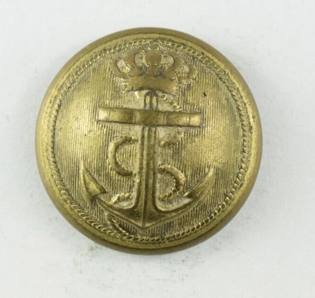 EARLY DANISH DUTCH Navy Anchor Crown Military Uniform Button Original