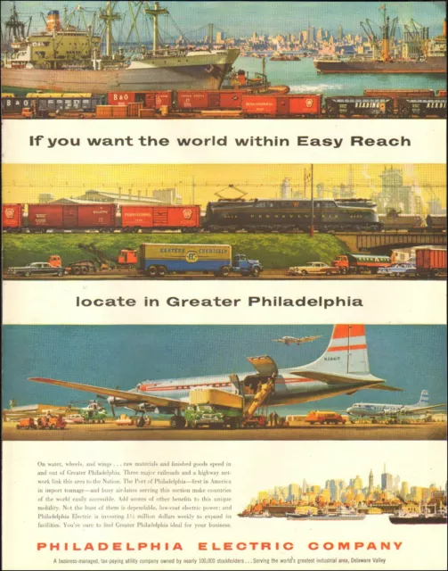 1950's Vintage ad for Philadelphia Electric Comp, retro Plane    11/07/21