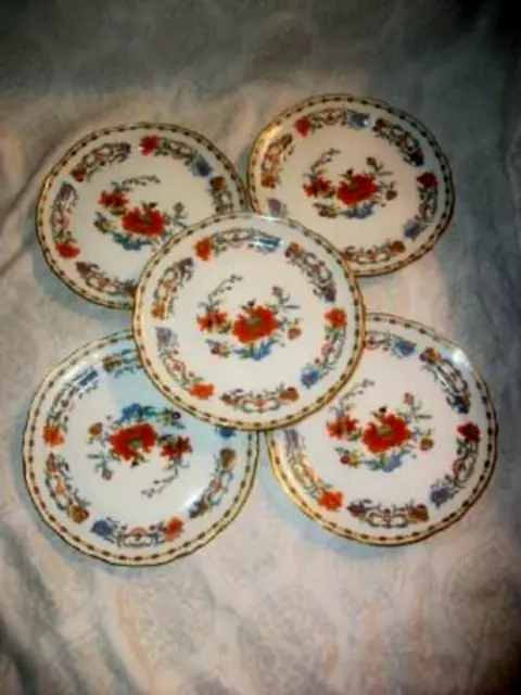 Limoges Raynaud & Co France 5 Bread Salad Plates Collection Damon Imari Flowers