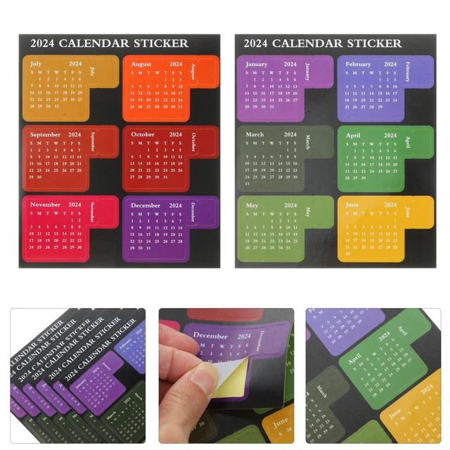 2024 ADESIVI CALENDARIO Schede Mensili Indice Colorato per Planner