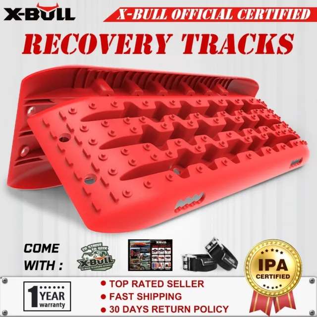 X-BULL Recovery Tracks Boards 10T Sand Mud Snow Trucks 4WD 4x4 Vehicle 1Pair Red