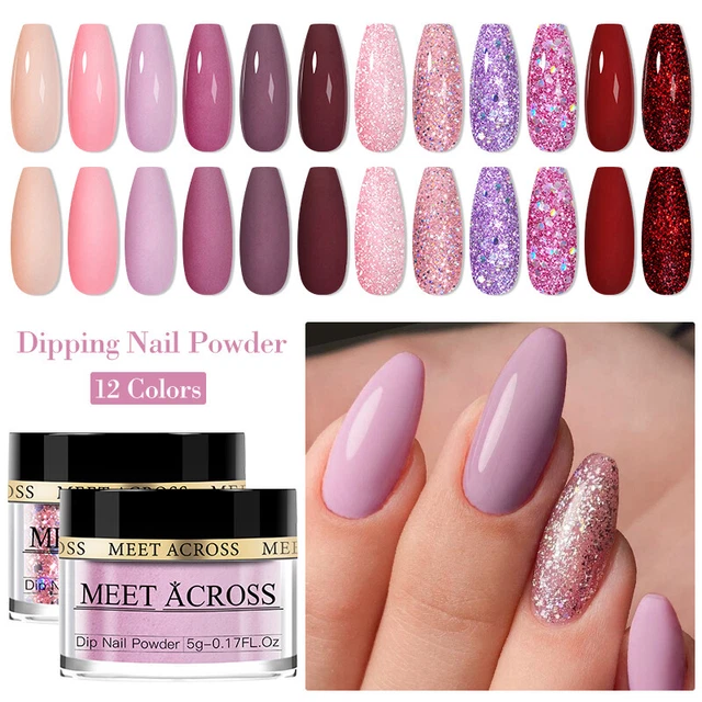 Meet Across 5G polvere acrilica immersione nail art francese naturale immersione a secco liquido fai da te