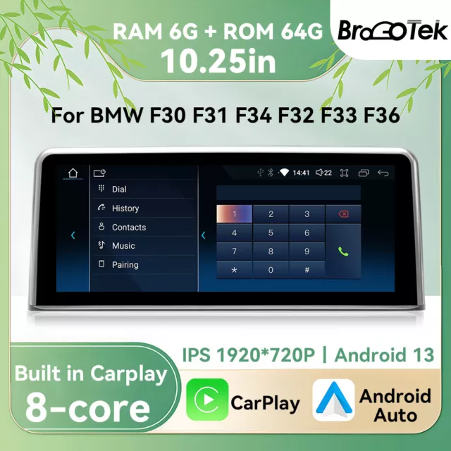 Für Bmw F30 F31 F32 F33 F34 F36 10.25'' Android 13 Autoradio 6+64Gb Gps Car Play