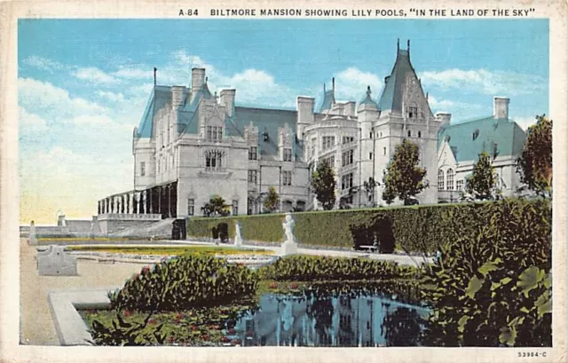 Postcard NC: Biltmore House & Lily Pools, Asheville, WB, Unposted