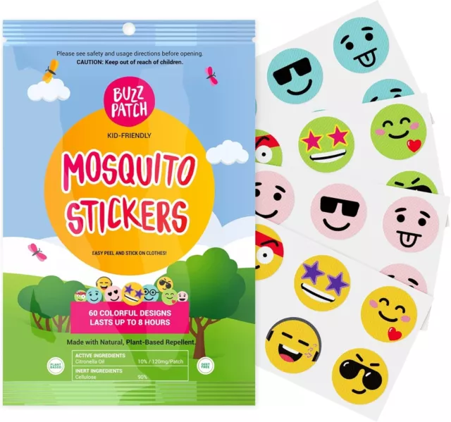 BuzzPatch Mosquito Repellant Stickers for Kids (60 Pack) - The Natural Patch Co.