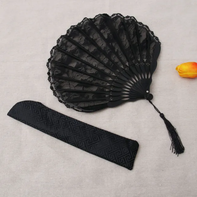 Lace Hand Fan Black Open Dance Hand Fan Decorative Folding Fans Wedding Hand Fan