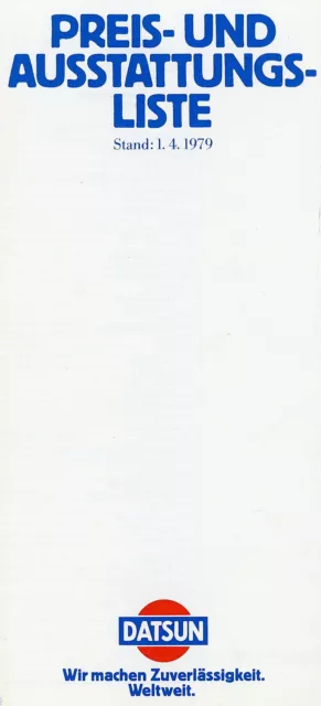 Datsun Preisliste 1979 1.4.79 D 280 ZX Skyline Laurel Bluebird Violet Sunny