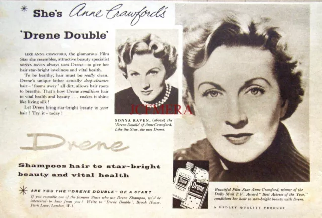 DRENE Hair Shampoo 1950s ANNE CRAWFORD Advert Print - Original Hairdressing Ad