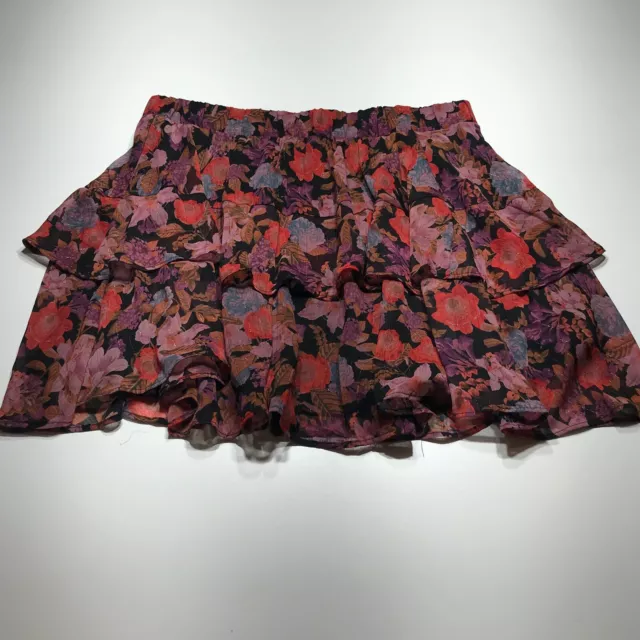 Torrid Skirt Womens Size 0 Floral Ruffle Tiered w/ Metallic Gold Thread Swing