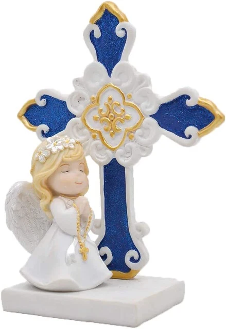 Comfy Hour Faith and Hope Collection Praying Girl Angel with Rosary Figurine, Cr