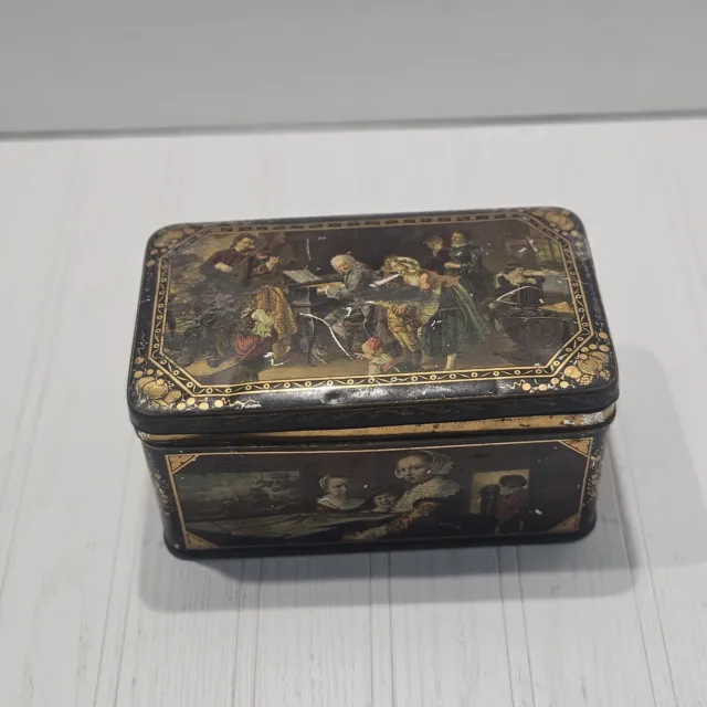 1920s Vintage Dutch Biscuit Tin With Music Scenes From 17th And 18th Century