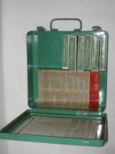 vintage red cross metal first aid box