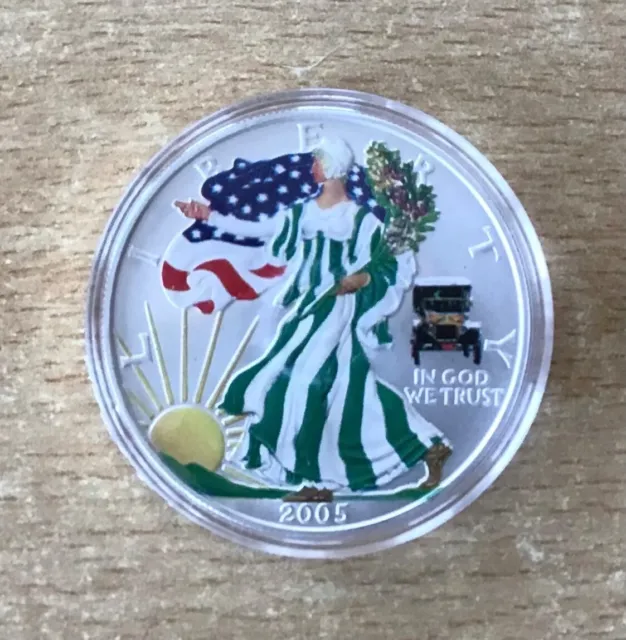 US 1 Dollar 2005 Liberty 999 Silber mit Farbapplikation 1 Oz