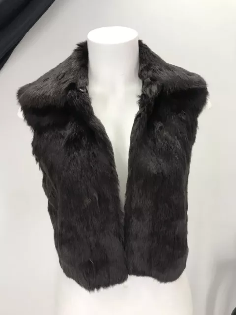 Rabbit Real Fur Brown Coat Jacket VEST Small Women 46537