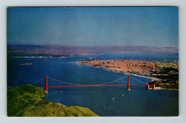 San Francisco CA-California, Aerial View Golden Gate  Vintage Postcard