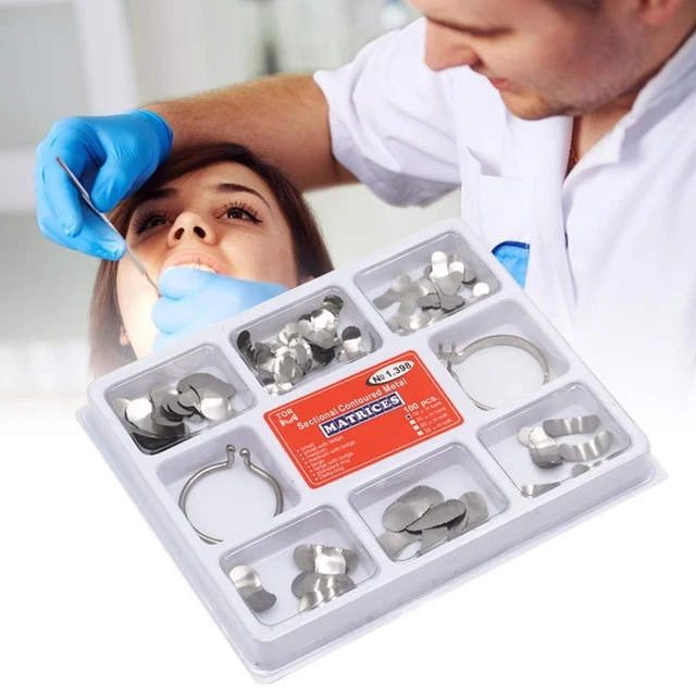 100pcs/box Dental Matrix Sectional Contoured Metal Matrices Band Resin Clamping/