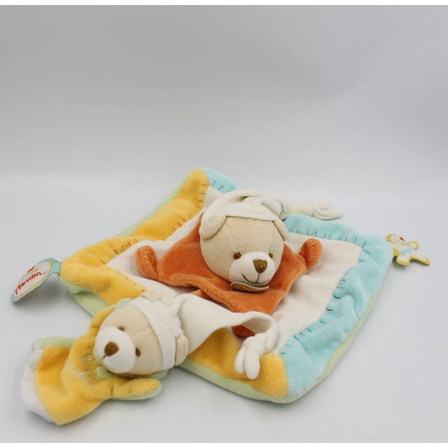 Doudou et compagnie plat ours blanc bleu vert jaune orange J'aime Maman Papa - 2