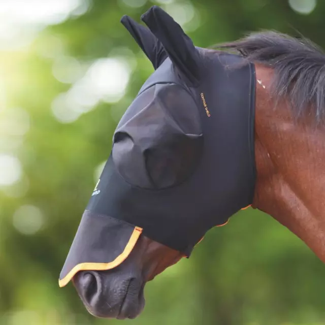 Shires FlyGuard Pro Stretch Fly Mask with Nose - Jet Black