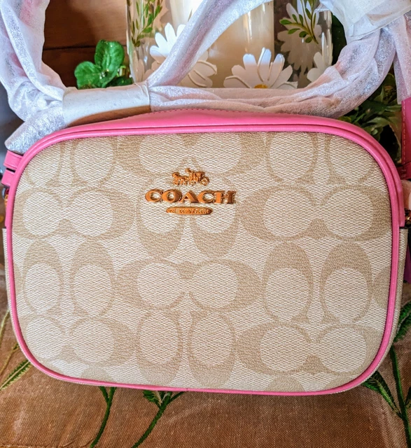 COACH MINI JAMIE Camera Bag In Signature Canvas Light Khaki/Petunia