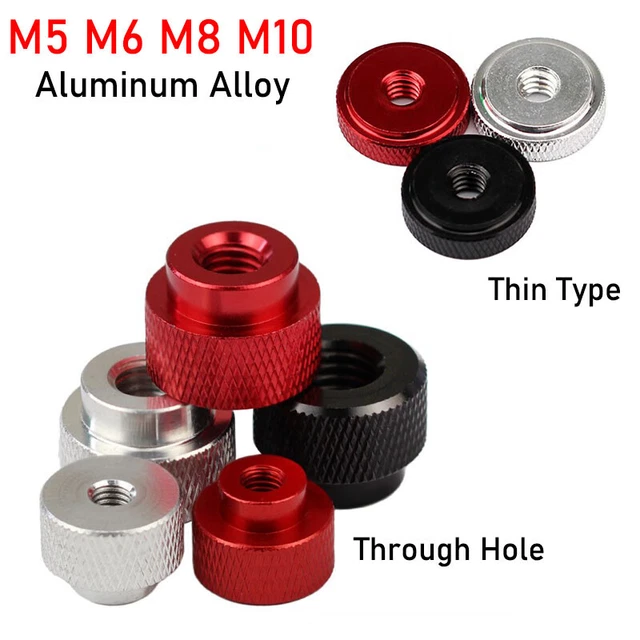 Aluminum Alloy Hand Screw Nuts Diamond Knurl Knurled Camera Tripod Pass Hole Nut 4Pcs - M6x1mm