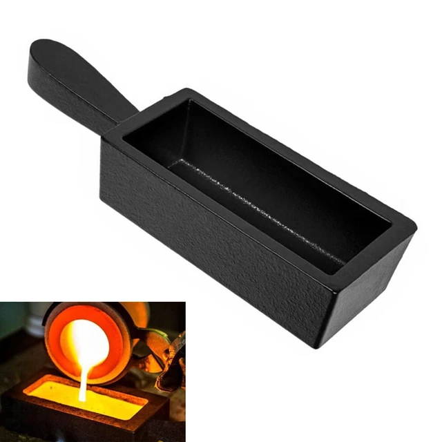 CAST IRON LOAF Bar Ingot Mold & Handle Melting Gold,Silver Copper Scrap