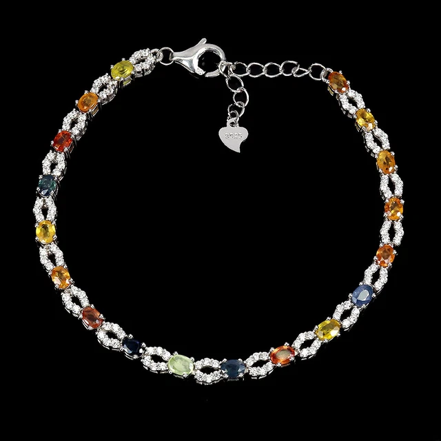 Bracelet En Argent 925 Avec Cyanite Et Saphir - Gemmes Naturelles - Marque Egemdiamond - Neuf