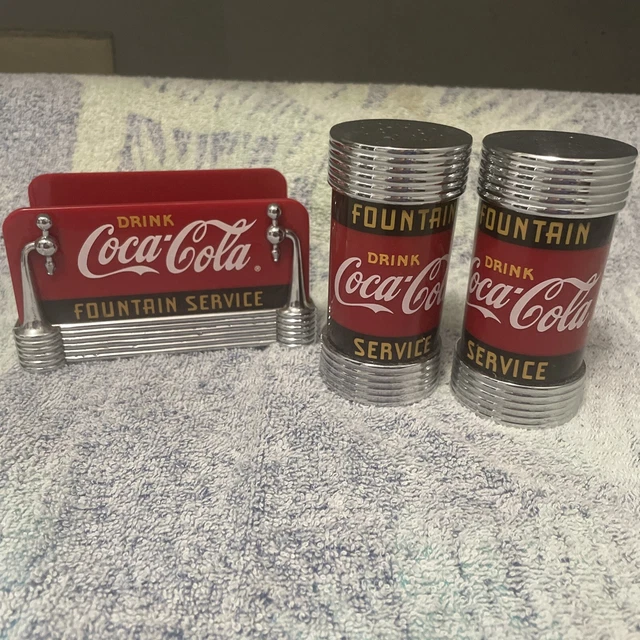 Coca Cola sugar caddy and Salt & Pepper shakers "fountain service"