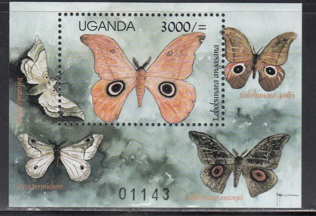 2000 Uganda Butterflies "Local Design" souvenir sheet MNH