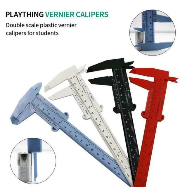 Plastic Ruler Sliding 80mm Vernier Calipers Gauge Measures Pocket Useful X9J2