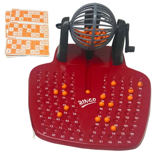 BINGO VERRE CAGE Loto Loterie Machine 90 Numéroté Balles 48 Cartes ...