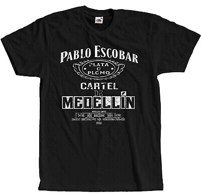 Pablo Escobar T-Shirt Cartel de Medellin Colombia Cocaine Narcos Schw./ Navy 4XL