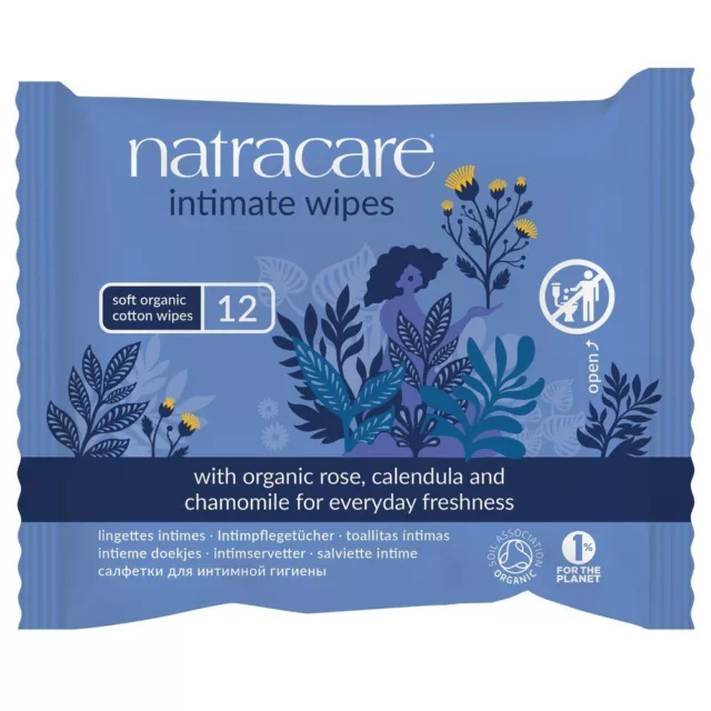 Natracare Organic Cotton Intimate Wipes 12/1 Packet