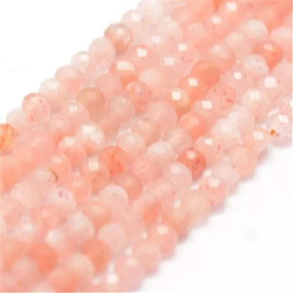 Natural Sunstone Beads Strands, Faceted, Rondelle Size: 3x2mm