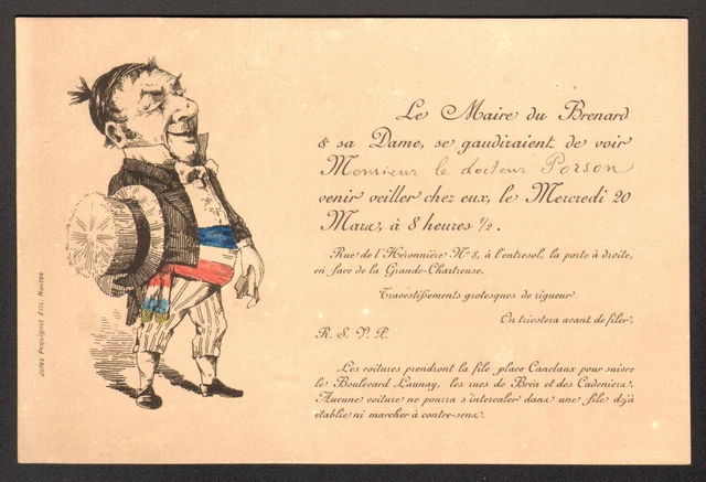 Invitation. Réception Maire du Brenard. Nantes. Vers 1900