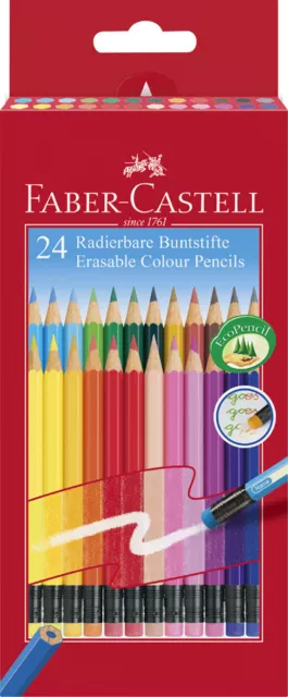 FABER-CASTELL Buntstifte radierbar 24er Kartonetui