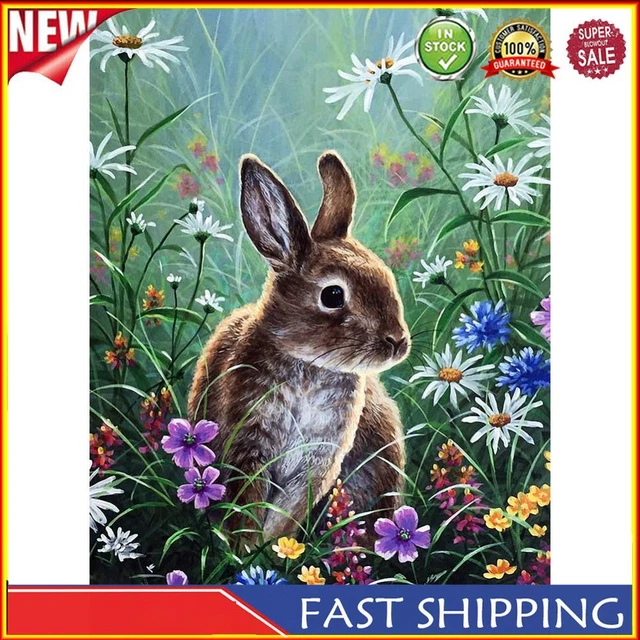 5D DIY Crystal Mosaic Kits Rabbit Diamond Art Painting Kits for Home Wall Decor