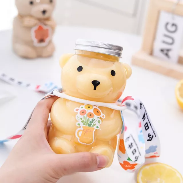 Disposable Drink Bottles Cute Bear Plastic Cup Juice Beverage Storage Bottles