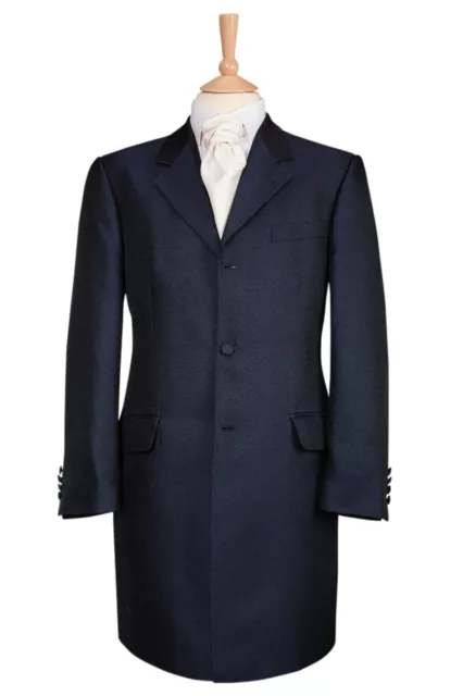 Navy Blue Swirl Jacket Prince Edward 3/4 Length Wedding Formal Mens Ex Hire