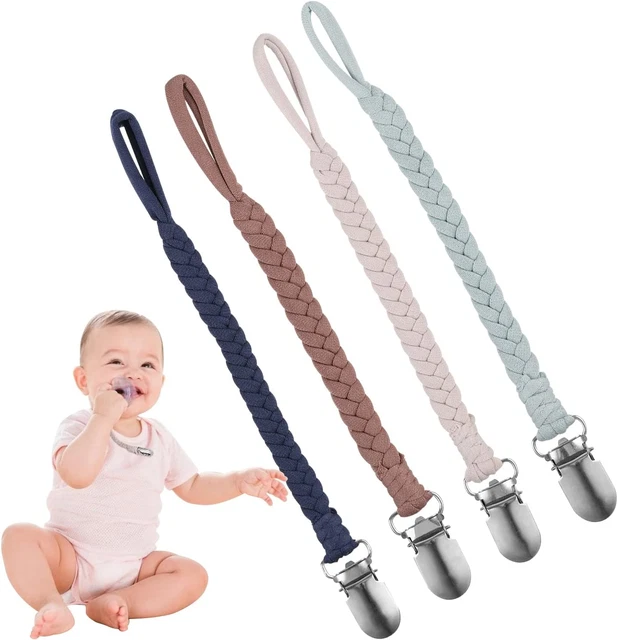 Dummy Clips for Baby, 4 Pcs Soother Chains Dummy Clips Soother Clips Pacifier or