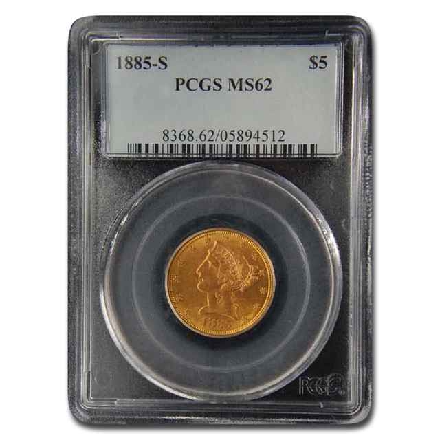 1885-S $5 Liberty Gold Half Eagle MS-62 PCGS - SKU#225463